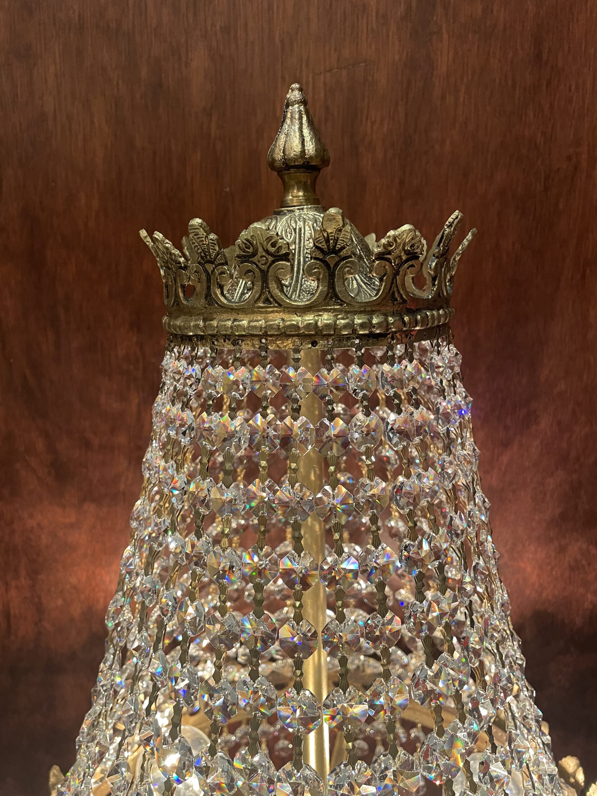 Spanish brass crystal table lamp 3灯 / スパニッシュ ブラス クリスタル テーブルランプ 3灯 - 画像 (5)