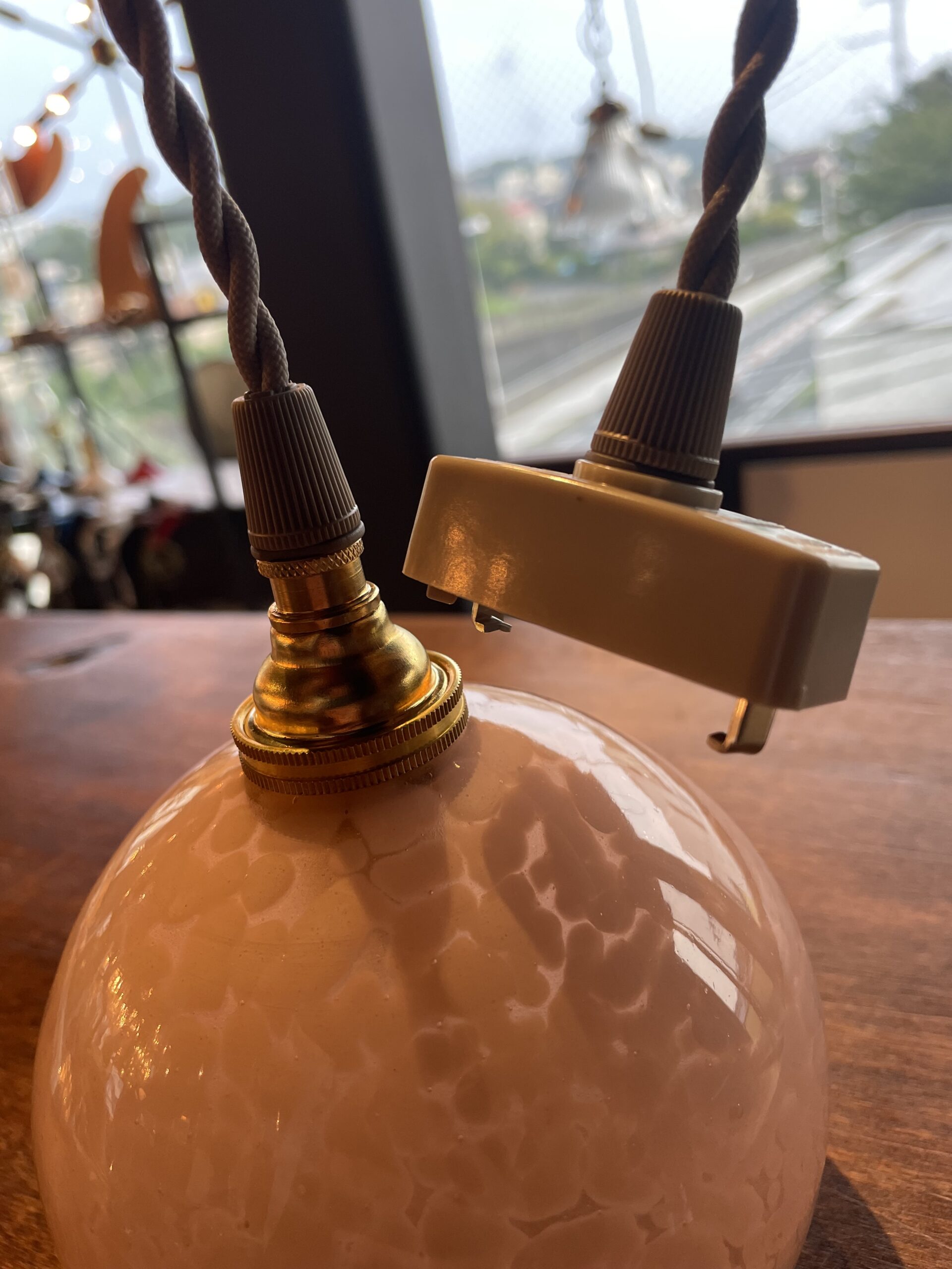 Pink marble glass pendant lamp 1灯 / ピンク マーブルガラス ペンダント ランプ 1灯 - 画像 (4)