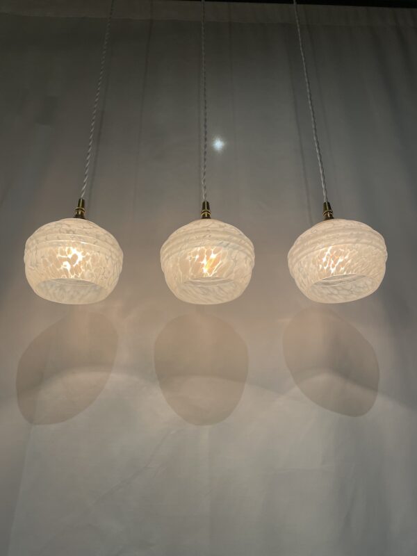 French vintage white marble glass lamp 1灯 / フレンチ ヴィンテージ ホワイト マーブル ガラスランプ 1灯 - 画像 (2)