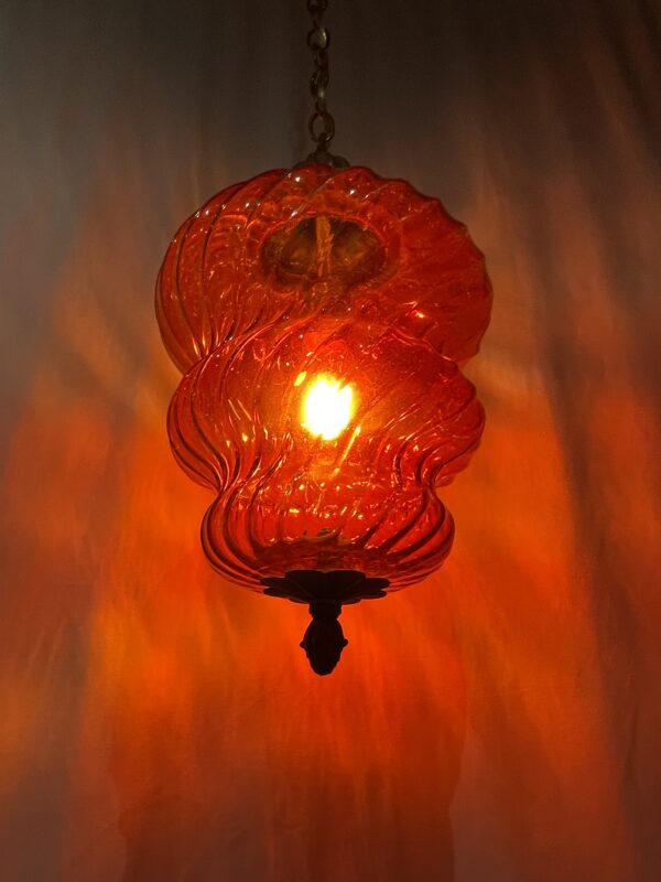 Red glass shade lamp 1灯 / レッドガラスシェードランプ 1灯 - 画像 (3)