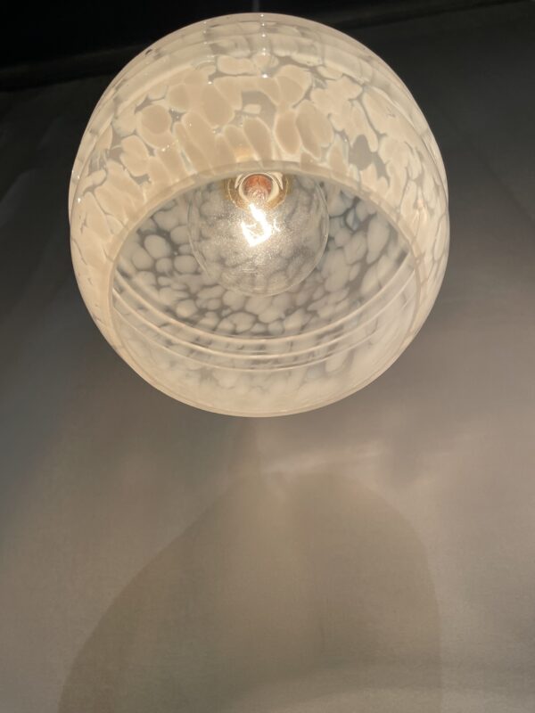 French vintage white marble glass lamp 1灯 / フレンチ ヴィンテージ ホワイト マーブル ガラスランプ 1灯 - 画像 (9)