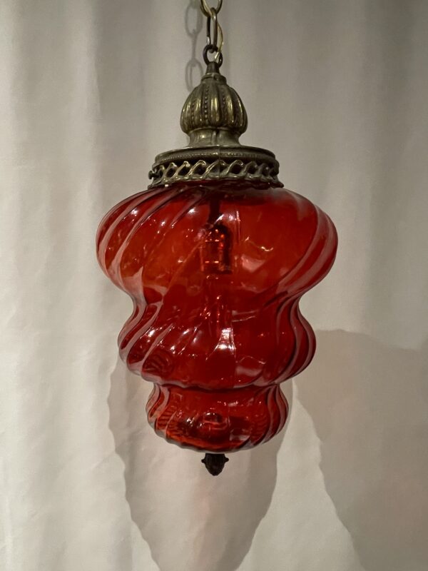 Red glass shade lamp 1灯 / レッドガラスシェードランプ 1灯 - 画像 (5)