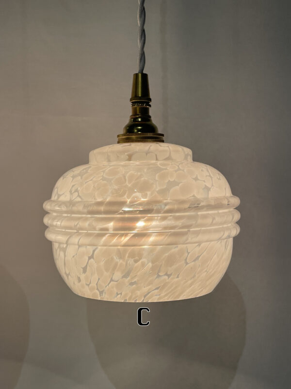 French vintage white marble glass lamp 1灯 / フレンチ ヴィンテージ ホワイト マーブル ガラスランプ 1灯 - 画像 (8)