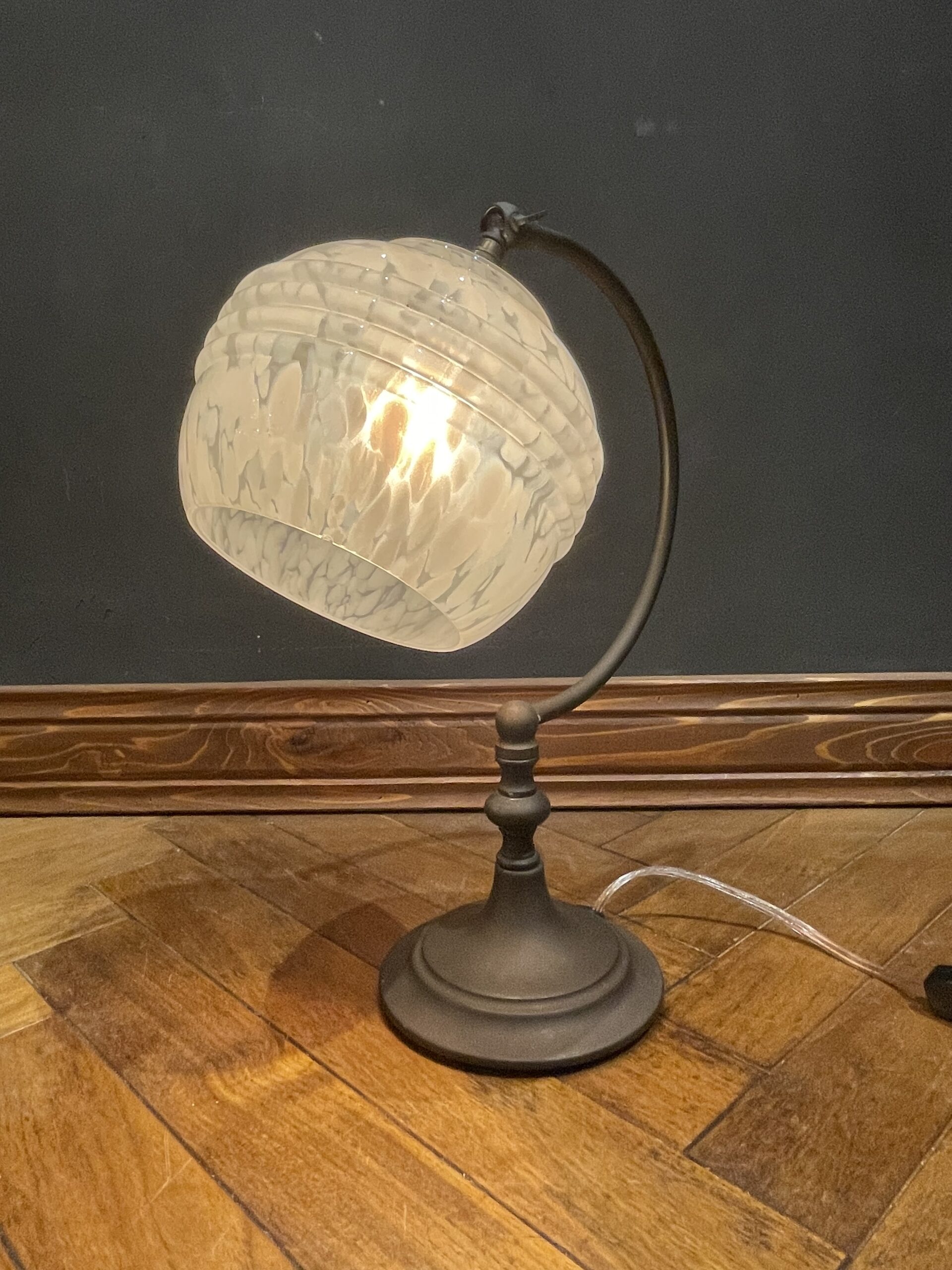 French white marble glass table lamp 1灯 / フレンチ ホワイト マーブル ガラス テーブルランプ 1灯
