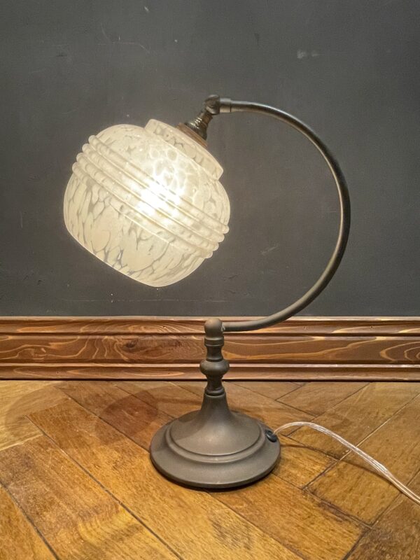 French white marble glass table lamp 1灯 / フレンチ ホワイト マーブル ガラス テーブルランプ 1灯 - 画像 (3)