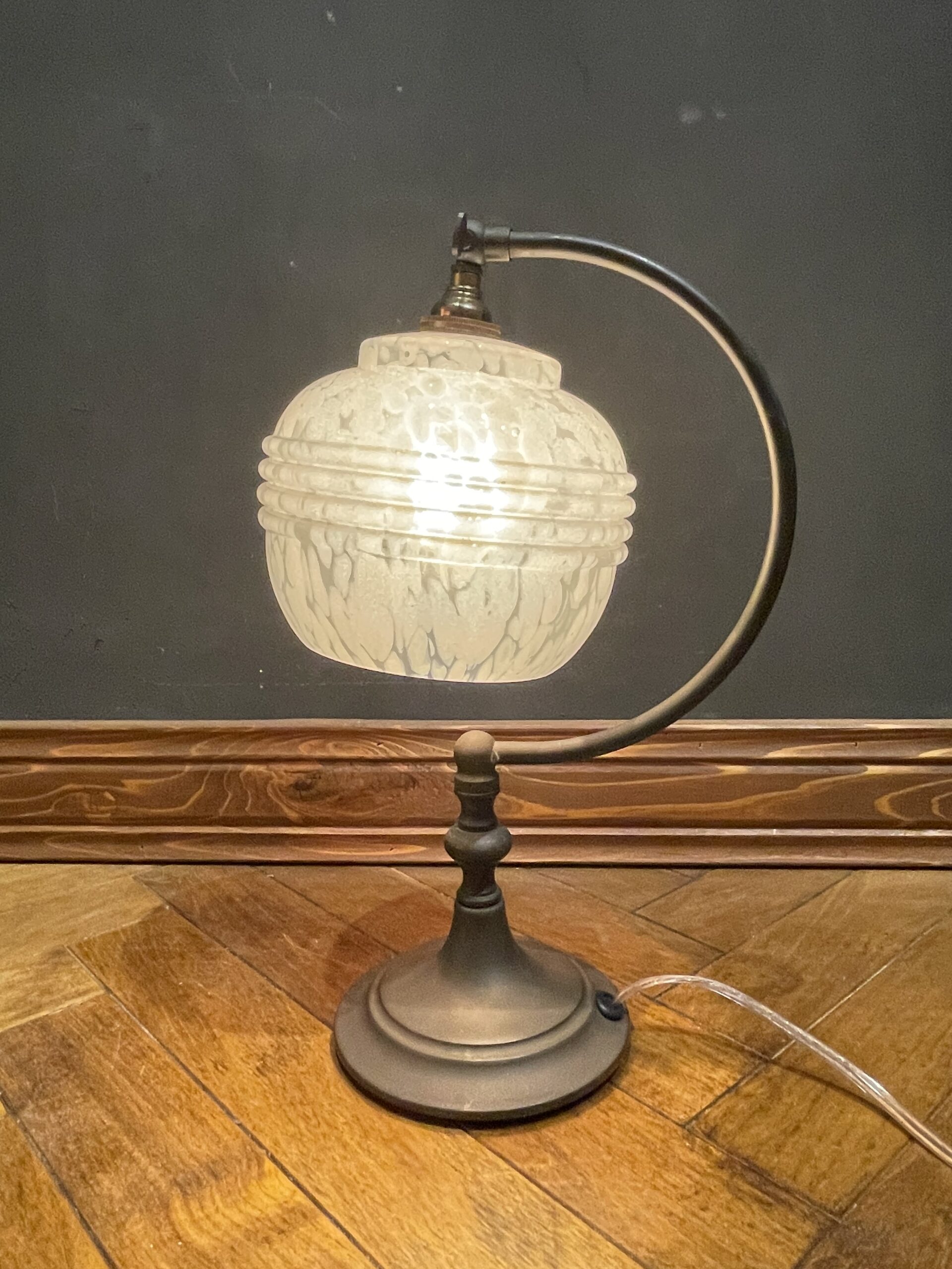 French white marble glass table lamp 1灯 / フレンチ ホワイト マーブル ガラス テーブルランプ 1灯 - 画像 (5)