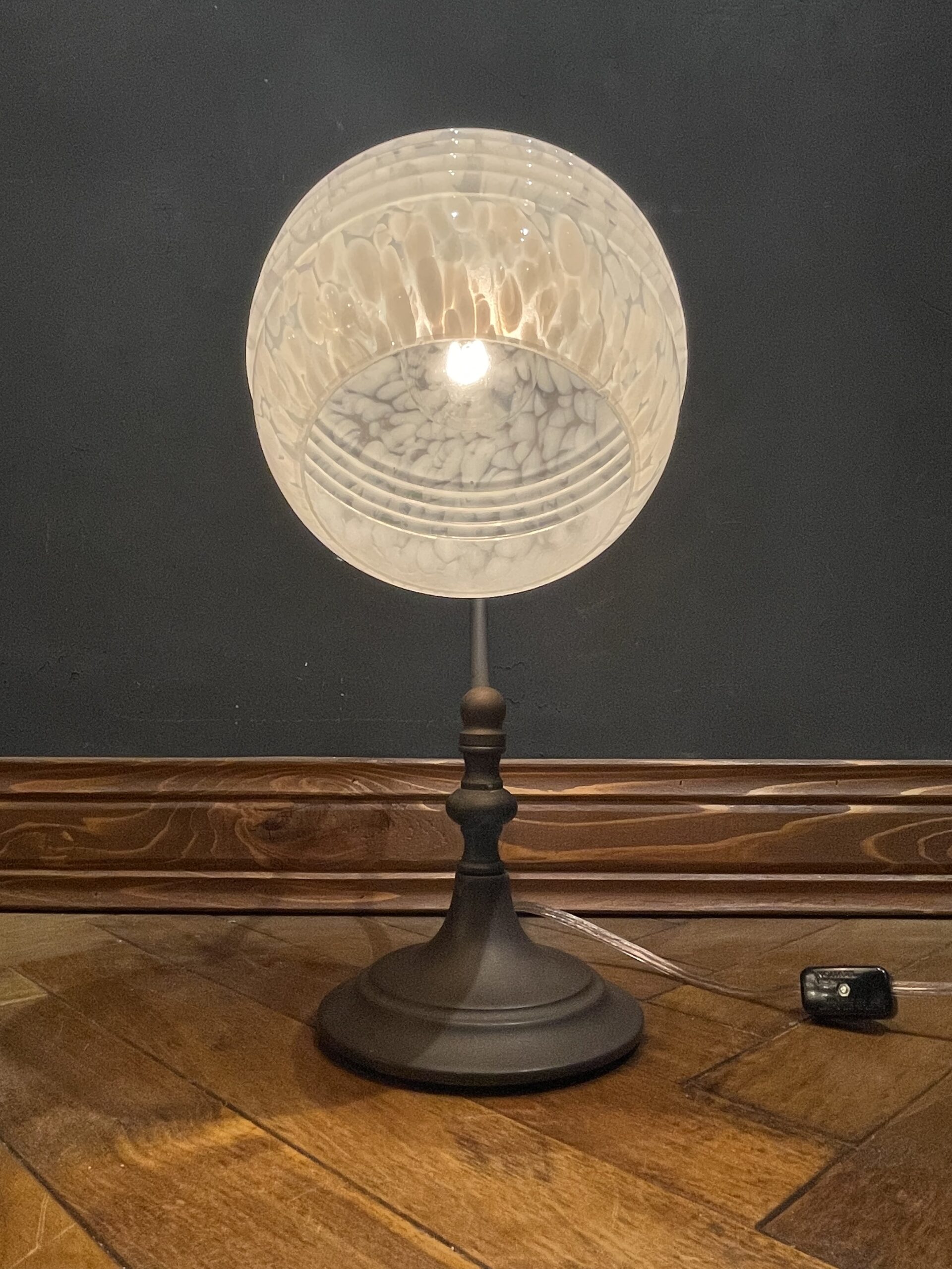 French white marble glass table lamp 1灯 / フレンチ ホワイト マーブル ガラス テーブルランプ 1灯 - 画像 (6)