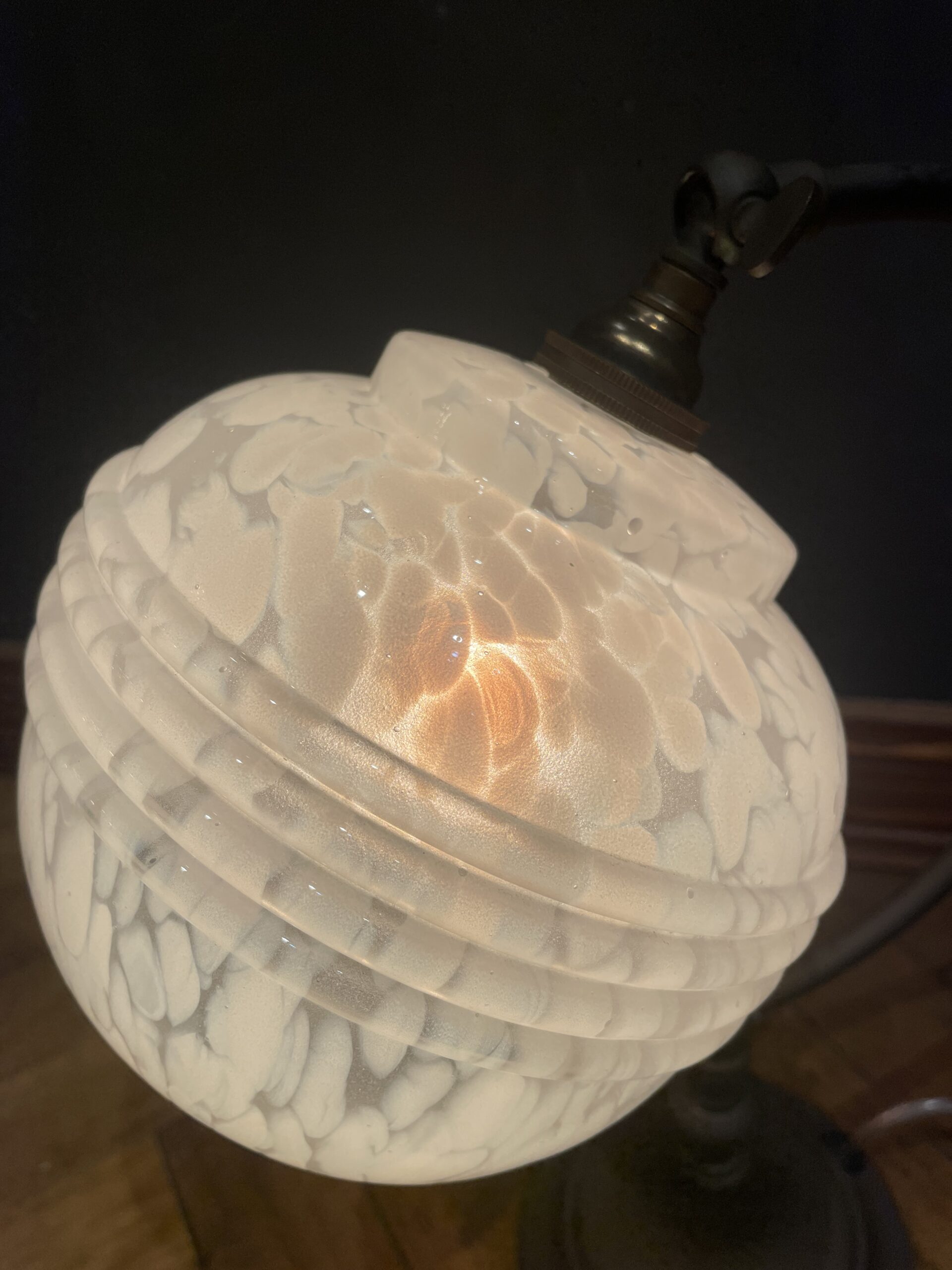 French white marble glass table lamp 1灯 / フレンチ ホワイト マーブル ガラス テーブルランプ 1灯 - 画像 (7)