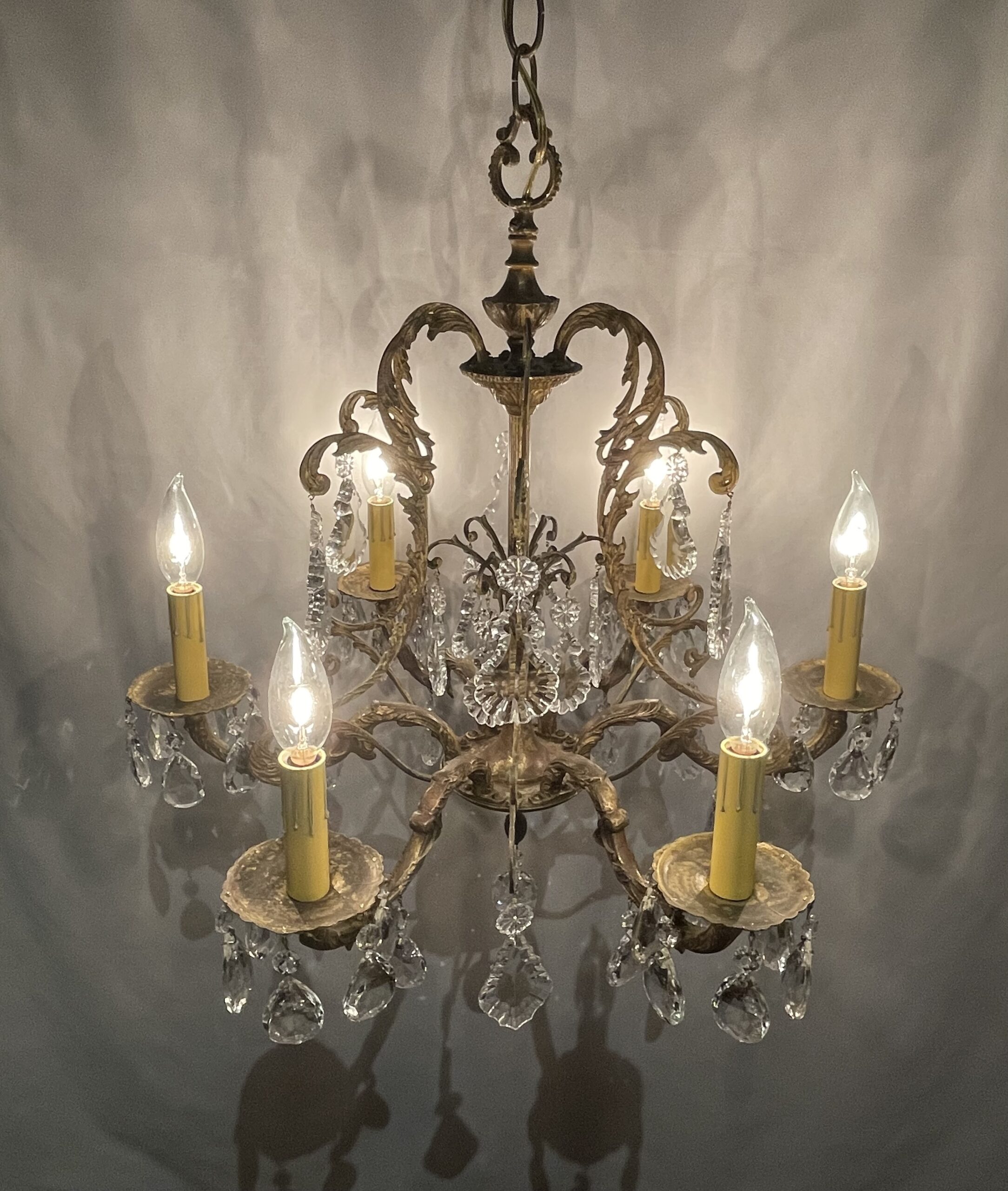 Italian brass chandelier 6灯 / イタリアン ブラス シャンデリア 6灯 - 画像 (4)