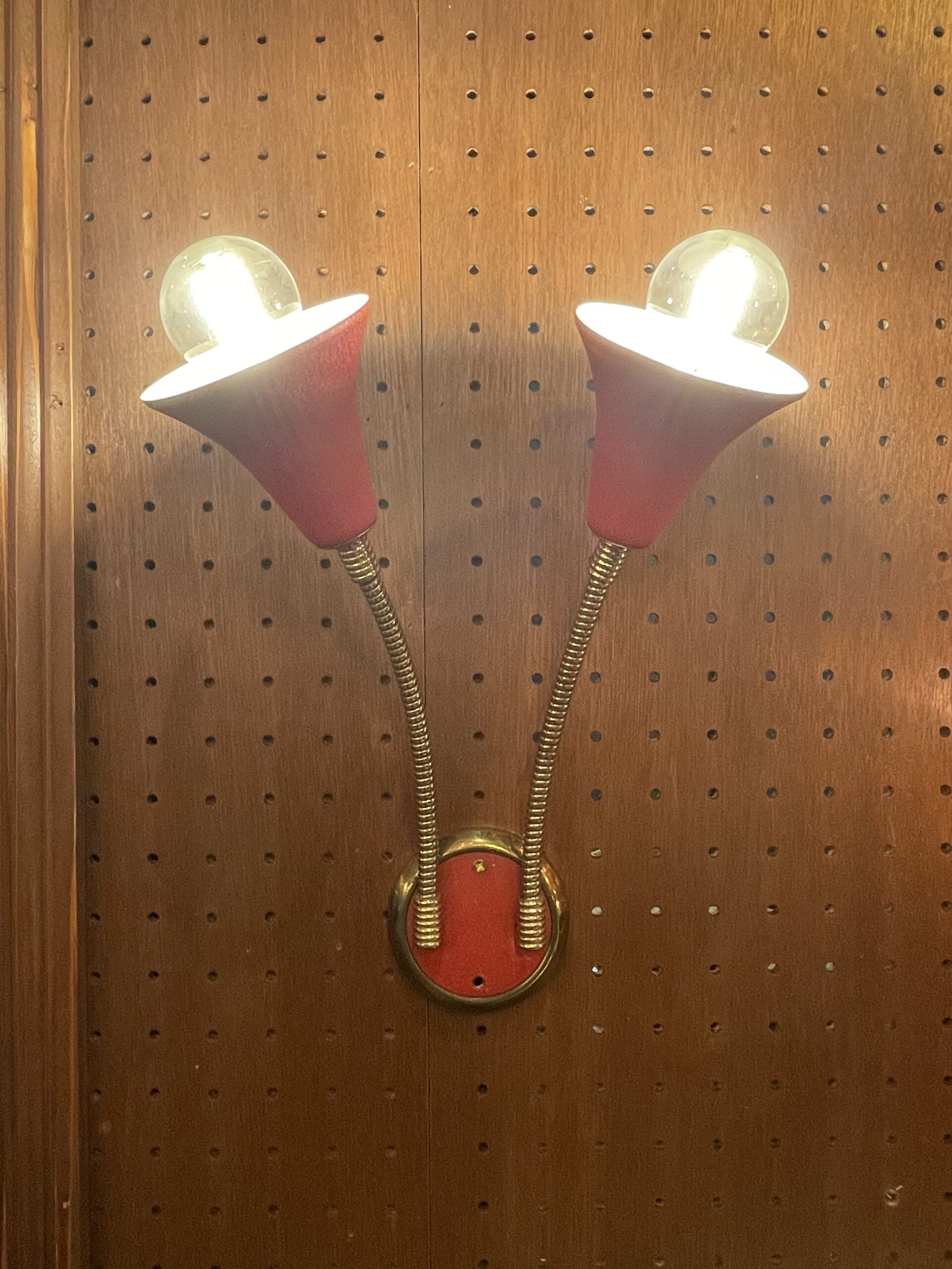 Red cone shade lamp 2灯 / レッド コーンシェード ランプ 2灯 - 画像 (2)