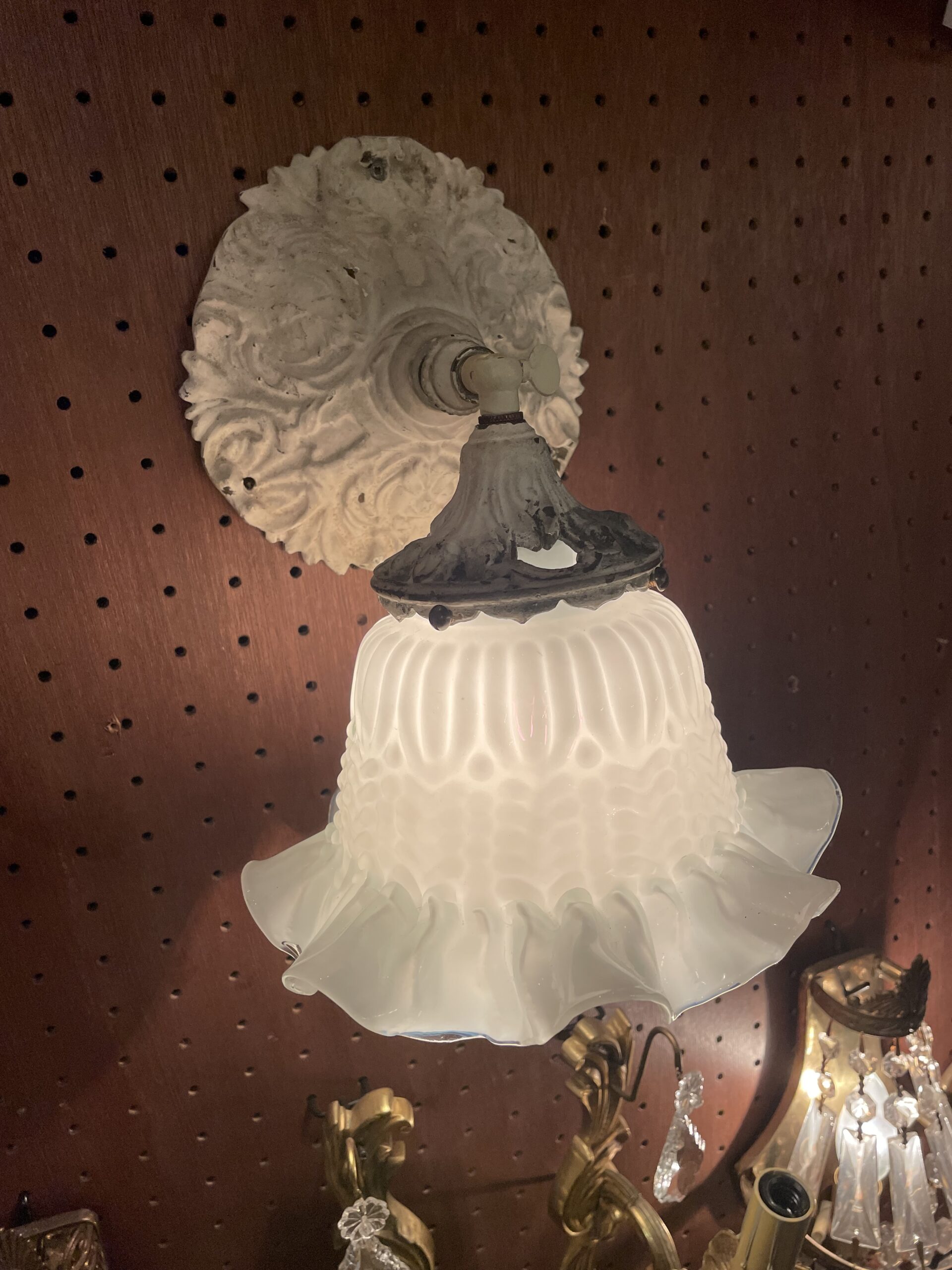 French glass shade lamp 1灯 / フレンチ ガラス シェード ランプ 1灯 - 画像 (5)