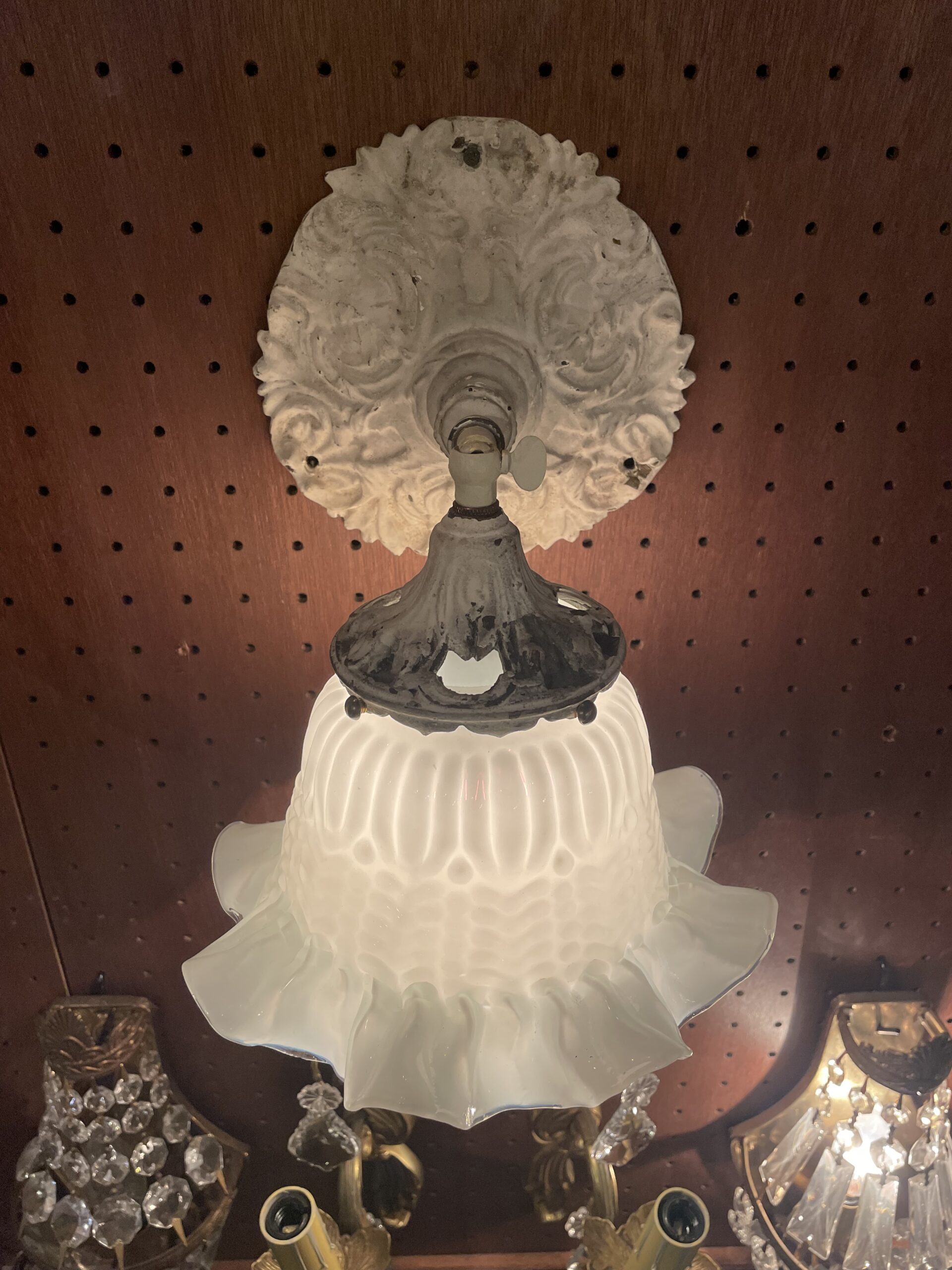 French glass shade lamp 1灯 / フレンチ ガラス シェード ランプ 1灯 - 画像 (6)