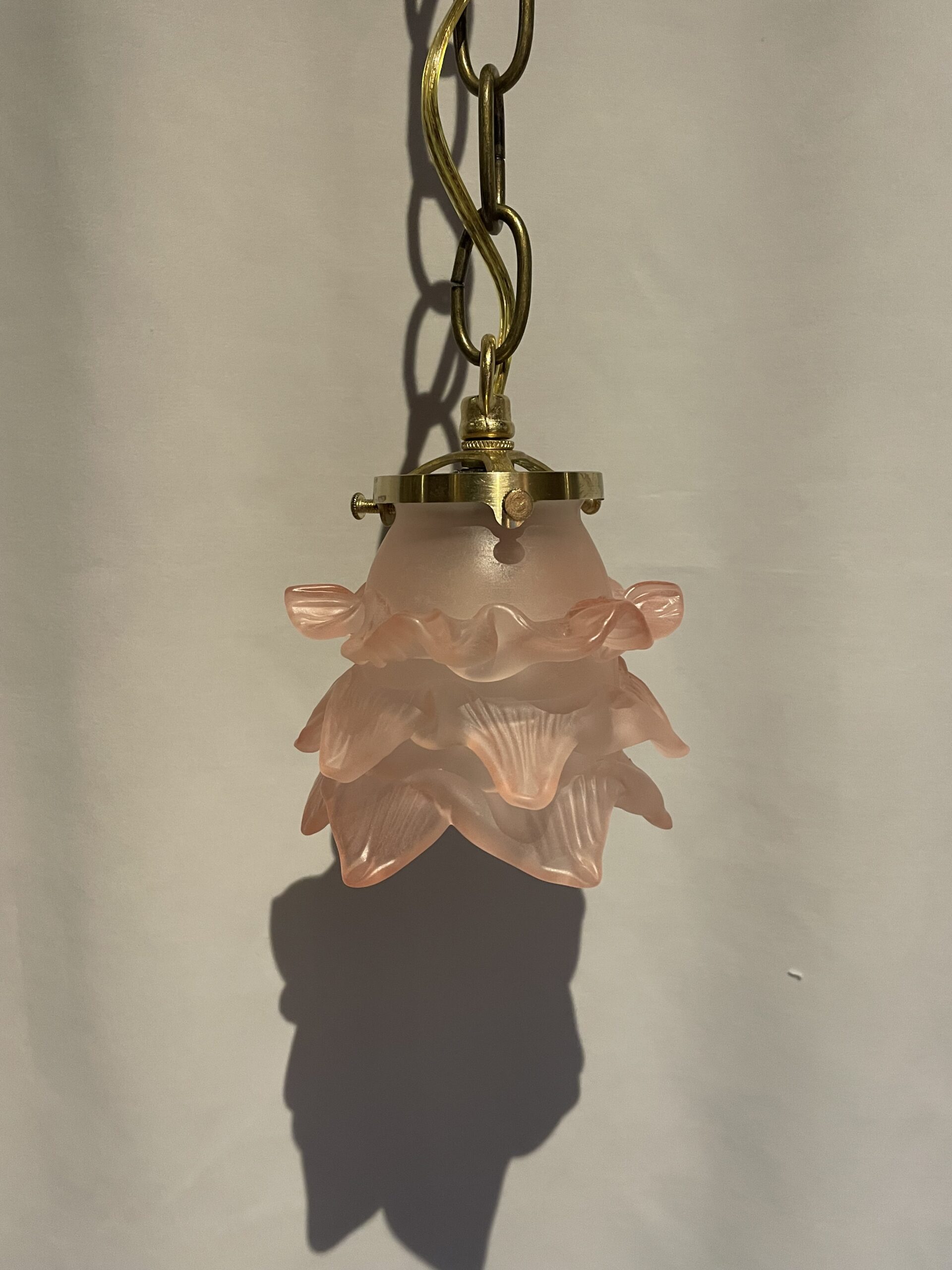 French pink glass shade lamp 1灯 / フレンチピンクガラスシェードランプ 1灯 - 画像 (2)