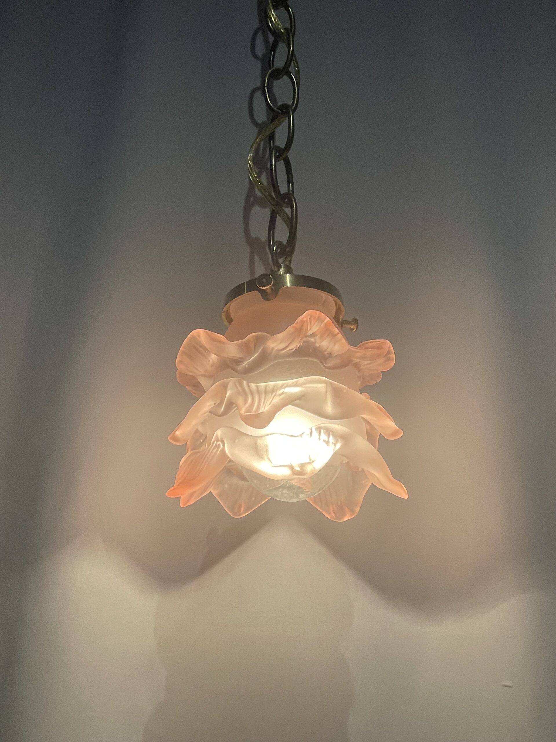 French pink glass shade lamp 1灯 / フレンチピンクガラスシェードランプ 1灯 - 画像 (3)