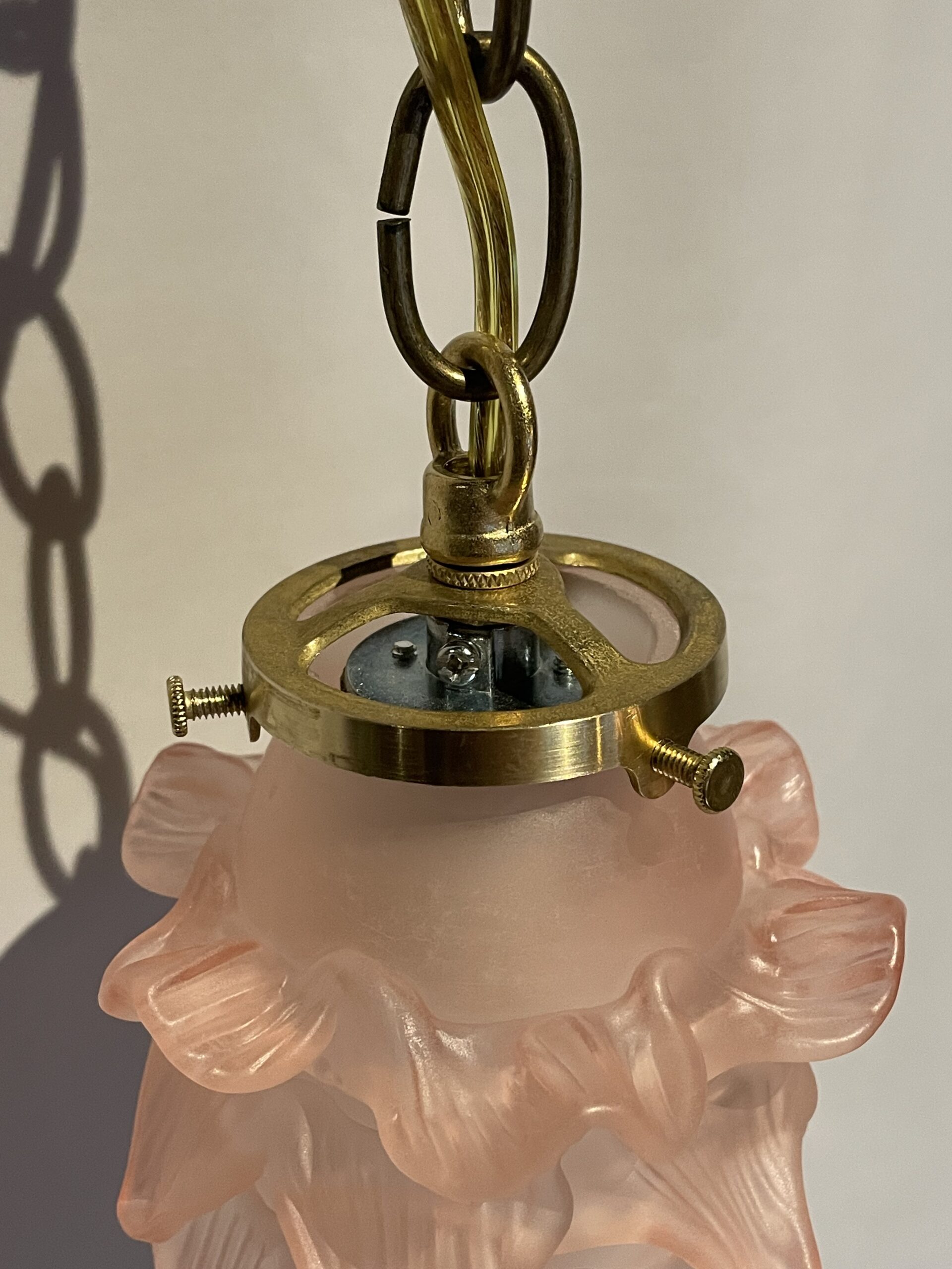 French pink glass shade lamp 1灯 / フレンチピンクガラスシェードランプ 1灯 - 画像 (5)