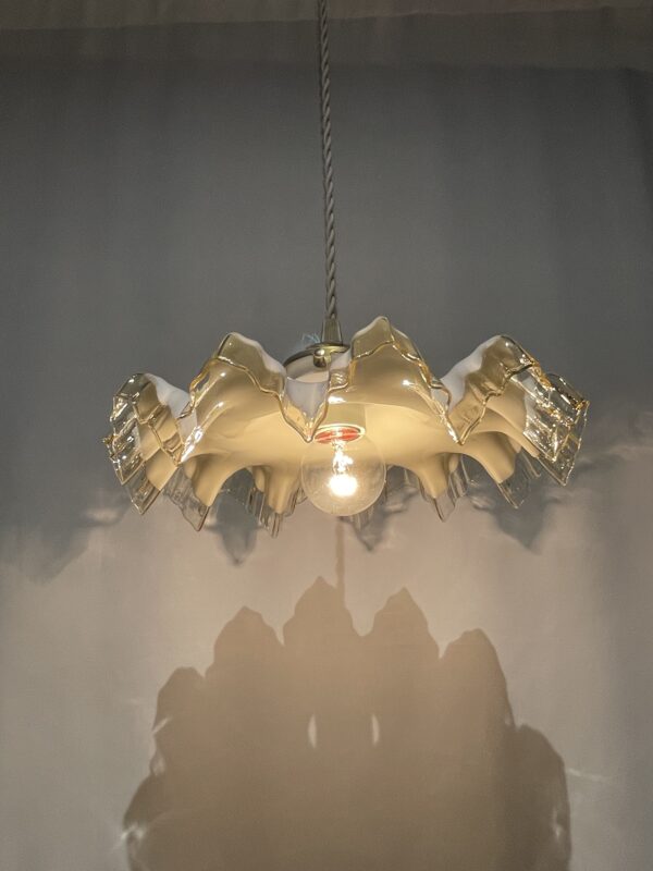 French yellow × white opaline glass shade lamp 1灯 / フレンチ
