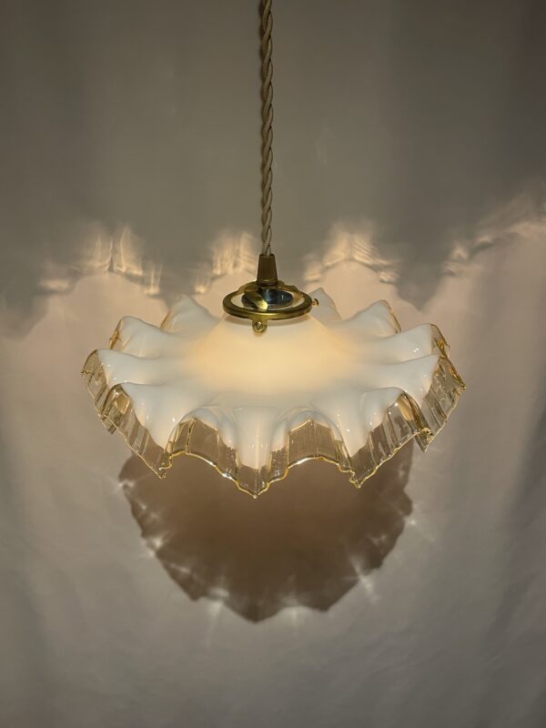French yellow × white opaline glass shade lamp 1灯 / フレンチ