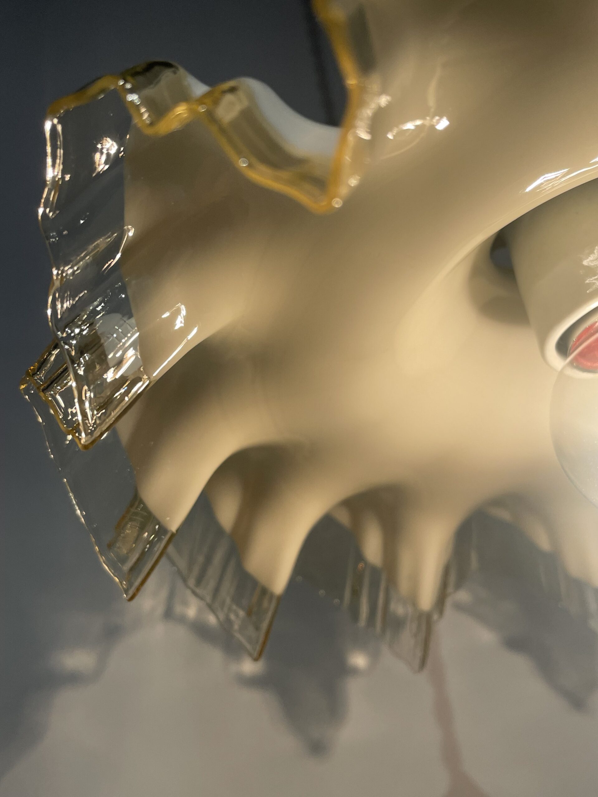 French yellow × white opaline glass shade lamp 1灯 / フレンチ イエロー×ホワイト オパーリン ガラスシェードランプ 1灯 - 画像 (6)