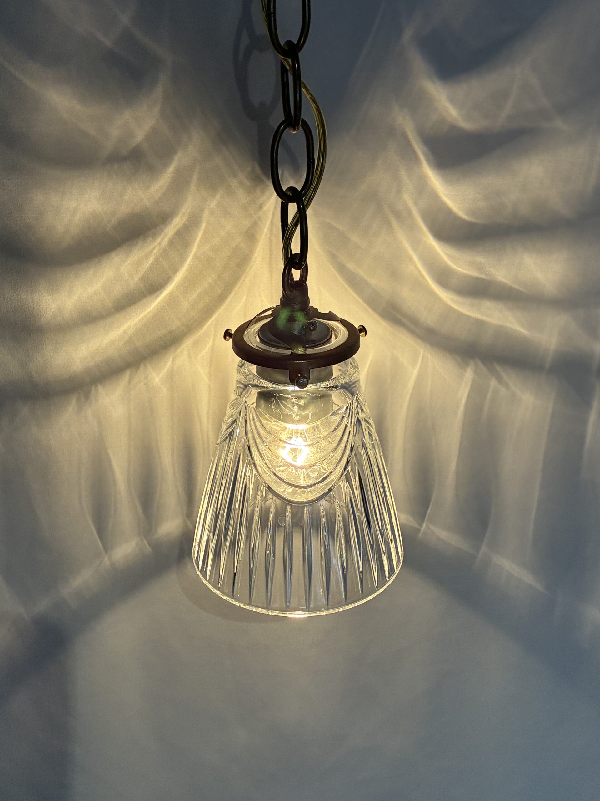 Clear dress cut glass shade lamp 1灯 / クリア ドレスカット ガラスシェードランプ 1灯 - 画像 (3)