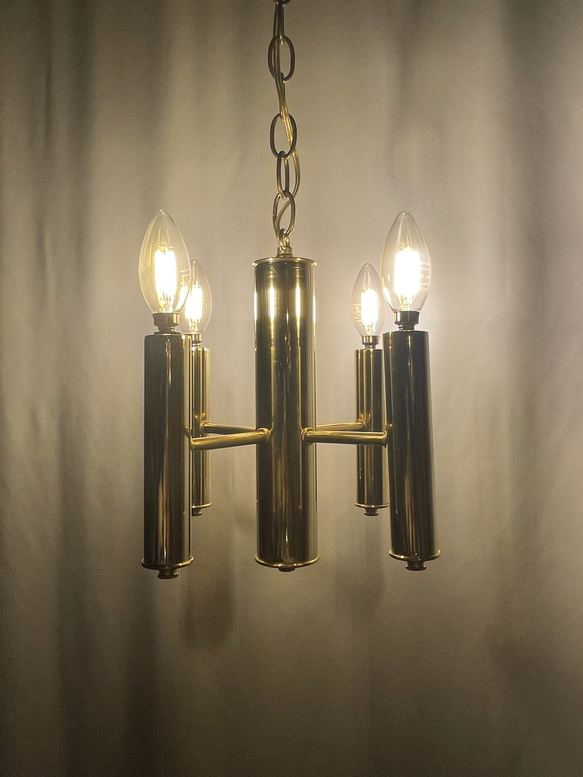 Brass pipe chandelier 4灯 / ブラスパイプ シャンデリア4灯
